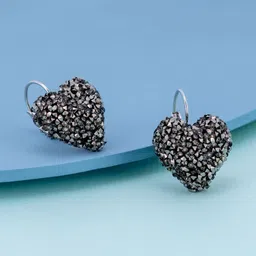 Kushal's Fashion Jewellery Rhodium-Plated Heart Shaped Zircon Hoop Earrings-image-32