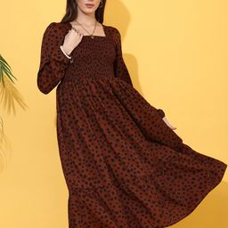De La Moda Polka Dot Print Crepe Fit & Flare Midi Dress-image-25