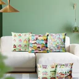 ArtzFolio Multicoloured Set of 5 Velvet Square Cushion Covers-39