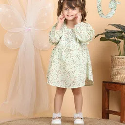 Polka Tots Floral Print A-Line Dress-image-11