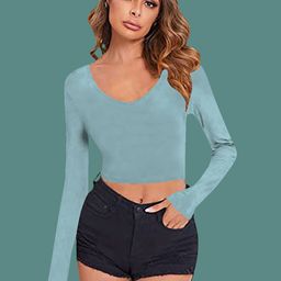 Dream Beauty Fashion Women V-Neck Fitted Crop Top-image-38