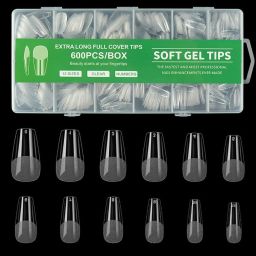 Nail Tips,soft Gel Full Cover Nails, Clear Acrylic Nail SOFT GEL Tips-16