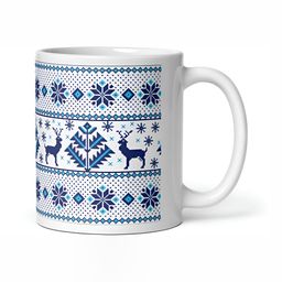 Mr UVD White & Blue Ethnic Motifs Printed Ceramic Glossy Mugs Set of Cups and Mugs-image-15