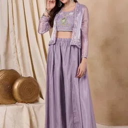 RAJGRANTH Embroidered Round Neck Top With Palazzo Co-Ords-36