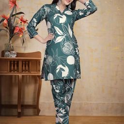 CushionCue Floral Printed Cotton Co-ords Set-image-54