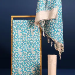 Taavi Ethnic Motifs Block Printed Pure Silk Unstitched Dress Material-image-91