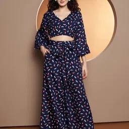 BRINNS Printed V-Neck Top With Palazzos-24