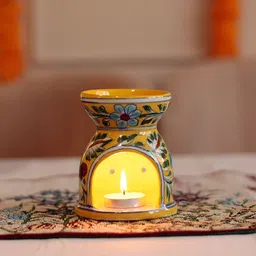 Unravel India Yellow & Green Ceramic Mugal Bageecha Aroma Oil Diffusers-53