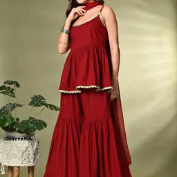 Sangria A-Line Kurta With Sharara & Dupatta image 4