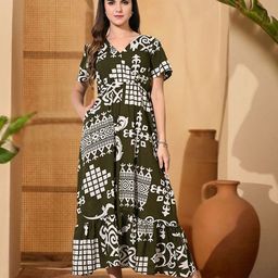 Sangria Women Cotton Ruffled A-Line Maxi Dress-picture-7