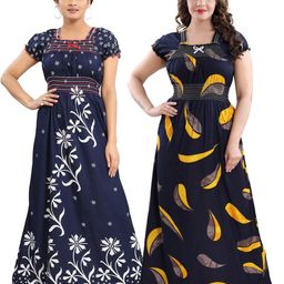 Inner Beats Women Pack Of 2 Multicoloured Cotton Blend Nightdress-picture-6