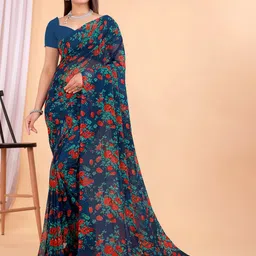 HERE&NOW Floral Pure Georgette Saree-picture-41
