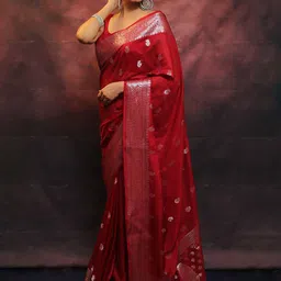 BerMondsey Woven Design Embellished Zari Banarasi Saree-25
