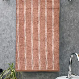 Home Fresh Brown & Beige Striped Pure Cotton 450 GSM Bath Towel-image-68