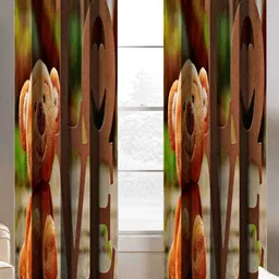BELLA TRUE Brown & Green 2 Pieces Quirky Regular Long Door Curtains-image-50