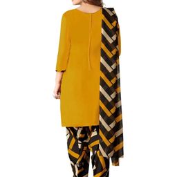Unstitched Printed Cotton Blend Kurta & Patiyala Dress Material with Dupatta-image-86
