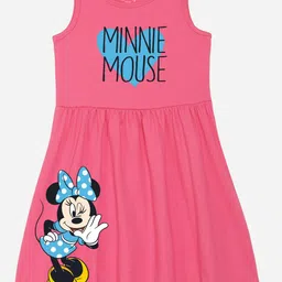 YK Disney Girls Printed Round Neck Sleeveless Fit & Flare Dress-image-37
