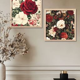 WALLLANE Brown & Green 2 Pieces Wood Floral Wall Art-18