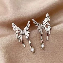 KRENOZ Silver-Plated Pearls Beaded Animal Shaped Studs-51