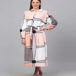 Multicolor Printed Woolen Women Bath Robe With Belt (L) By Klotthe-picture-18