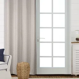 Saral Home Grey & Off White Geometric Black Out Door Curtain-image-19