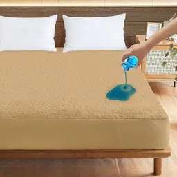 Doristyle Beige Terry Fitted Water Resistant Mattress Protector-picture-19