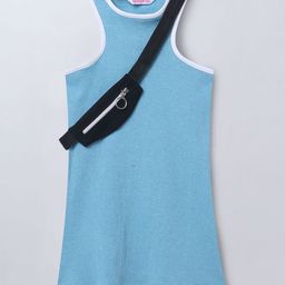 taffykids Girls Round Neck Cotton A-Line Dress with waist bag-image-18