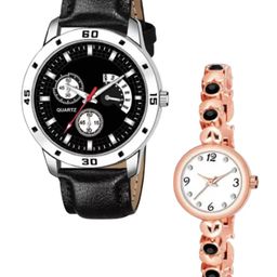 Miss Perfect Unisex Pack Of 2 Round Dial & Leather Straps Analogue Watch PL359-picture-31
