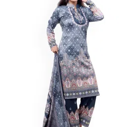 WOOL 4U Women Ethnic Motifs Printed Regular Kurta with Trousers & With Dupatta-image-78