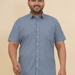 John Pride Gingham Checked Spread Collar Casual Shirt-image-67