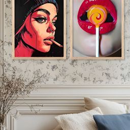 Kotart Black & Red 2 Piece Abstract Wooden Wall Arts-picture-3