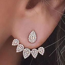 Estailo fashion Artificial Stones Studded Teardrop Shaped Studs-image-9