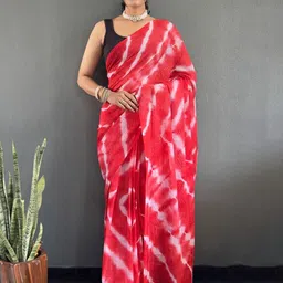 KAYOMMI Tie and Dye Printed Pure Georgette Saree-image-27