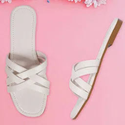 Miss Universe Women Criss Cross Soft Open Toe Flats-picture-55
