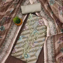 DIVASTRI Floral Printed Beads And Stones Organza Unstitched Dress Material-image-56