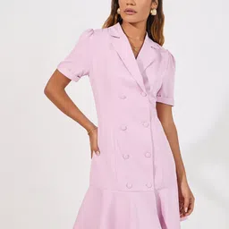 Styli Women Short Sleeve Peplum Style Mini Length Blazer Dress-image-55