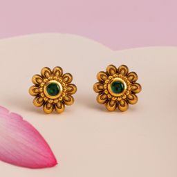 Kushal's Fashion Jewellery Gold-Plated Ethnic Antique Floral Studs Earrings-19