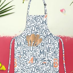 ArtzFolio White & Blue Printed Cotton Apron-image-59