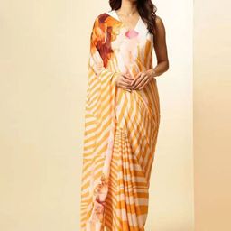 ASISA Striped Printed Satin Saree With Blouse Piece-picture-54