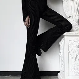 Outzidr Women Striped Smart Trousers-image-15