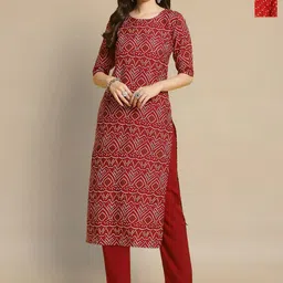 HERE&NOW Selection Of 2 Ethnic Motifs Printed Round Neck Straight Kurta-image-28