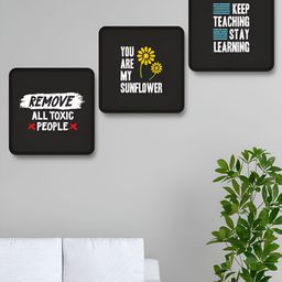 SAF Black & White 3 Pieces Wood Motivational Quotes Wall Art-image-25