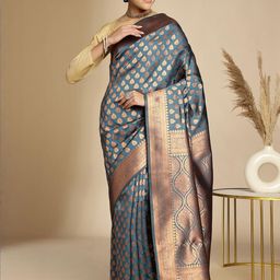 Anouk Rustic Ethnic Motifs Woven Design Zari Banarasi Saree-picture-31