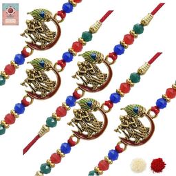 MEIRA JEWELLERY Set Of 5 Rakhi With Roli Chawal & Greetings Card Set-picture-15
