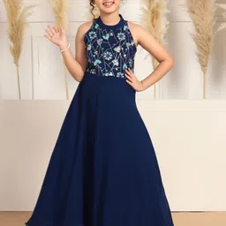 Sangria Girls Embroidered Sleeveless Fit & Flare Maxi Dress-image-49