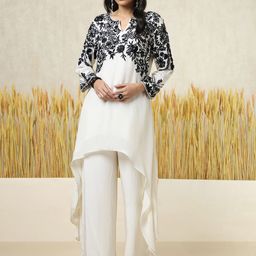 Soch Floral Embroidered Notch Neck A-Line Tunic & Palazzos-picture-28