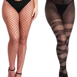 NESKA MODA Red Sheer Stockings-image-80