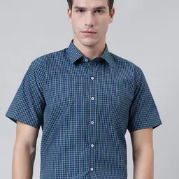 ACCOX Men Checked Spread Collar Cotton Formal Shirt-picture-39