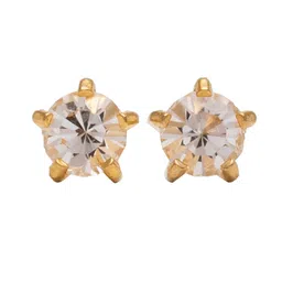 STUDEX 24K Pure Gold Plated Stainless Steel Crystal Studded Circular Shaped Studs-10