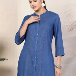 Nayam By Lakshita Mandarin Collar Tunic With Trousers-image-21
